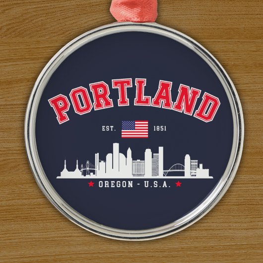 Portland Modern Skyline city メタルオーナメント