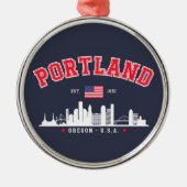 Portland Modern Skyline city メタルオーナメント (正面)
