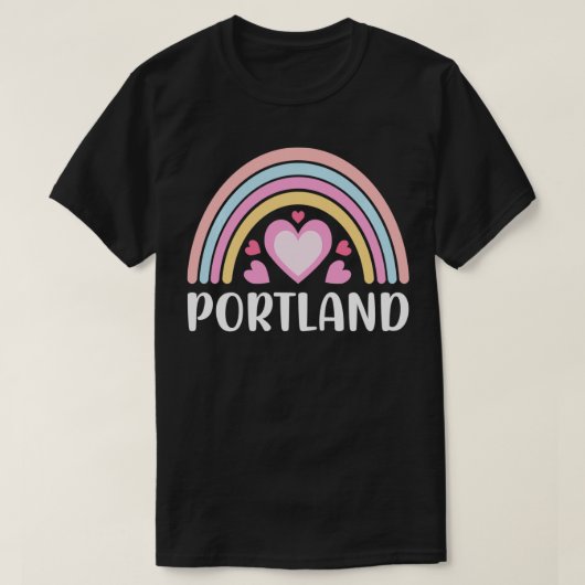 Portland Oregon for Women Rainbow Hearts Pullover  Tシャツ (デザイン正面)