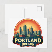 Portland Oregon Skyline ポストカード (正面/裏面)