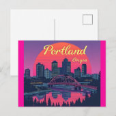 Portland Oregon Skyline ポストカード (正面/裏面)