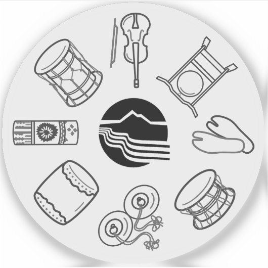 Portland Taiko Line Art Single Sticker シール (正面)