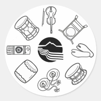 Portland Taiko Line Art Sticker Sheet ラウンドシール