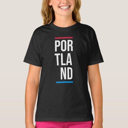 Portland USA 縦書きシティワードマーク Tシャツ (正面)