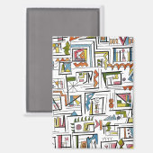 Portland-Whimsical Abstract Geometric Watercolor  マグネット (正面/裏面)