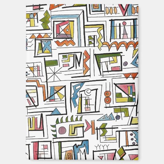 Portland-Whimsical Abstract Geometric Watercolor  マグネット (正面)