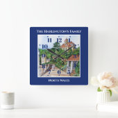 Portmeirion North Walesペンとインクスケッチブルー スクエア壁時計 (ホーム)