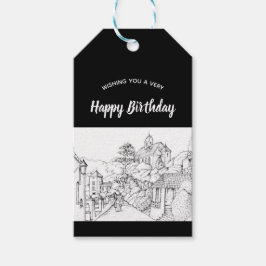 Portmeirion North Walesペンとインクスケッチ ギフトタグ