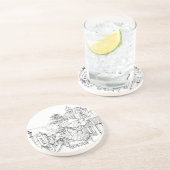 Portmeirion North Walesペンとインクスケッチ コースター (側面)