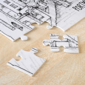 Portmeirion North Walesペンとインクスケッチ ジグソーパズル (側面)