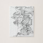 Portmeirion North Walesペンとインクスケッチ ジグソーパズル (縦)