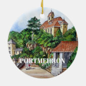 Portmeirion North Walesペンとインクスケッチ セラミックオーナメント (裏面)