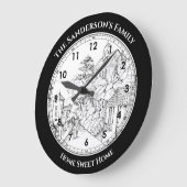 Portmeirion North Walesペンとインクスケッチ ラージ壁時計 (傾斜)