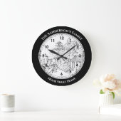 Portmeirion North Walesペンとインクスケッチ ラージ壁時計 (ホーム)