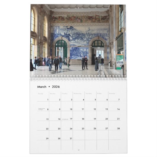 Porto 2026 calendar カレンダー (3月 2026)