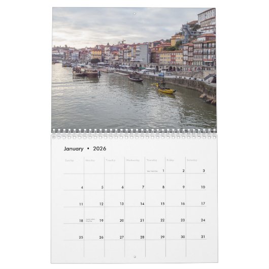 Porto 2026 calendar カレンダー (1月 2026)