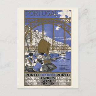 Porto Famous Wine Region Portugal Vintage Poster ポストカード