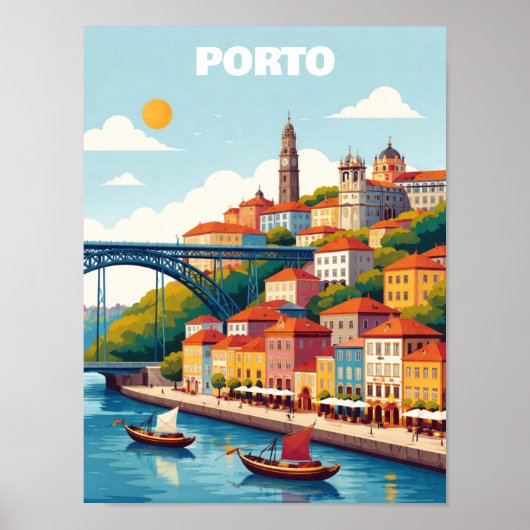 Porto Portugal Vintage Travel Art ポスター (正面)