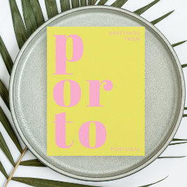 Porto Portugal yellow pink typography Postcard ポストカード