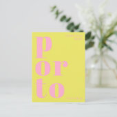 Porto Portugal yellow pink typography Postcard ポストカード (スタンド正面)