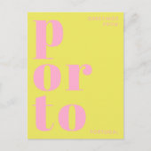 Porto Portugal yellow pink typography Postcard ポストカード (正面)