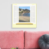PortoBello,イタリア – 窓から キャンバスプリント (インサイチュ (リビング))