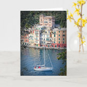 Portofinoに航海します、イタリアの挨拶状 カード (黄色い花)