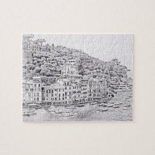 Portofino – 白黒 – 8x10 - 110 pc ジグソーパズル
