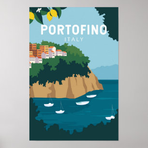 Portofino Italy Retro Travel Art Vintage ポスター