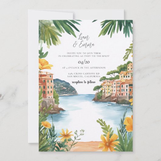 Portofino Italy Wedding 招待状 (正面)