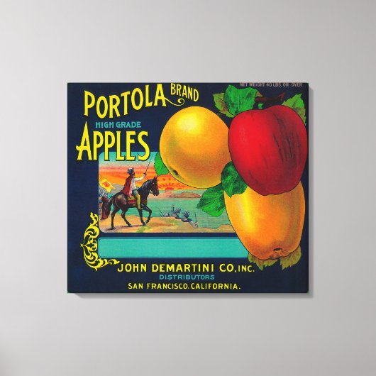 Portola Apple Crateラベル キャンバスプリント (正面)