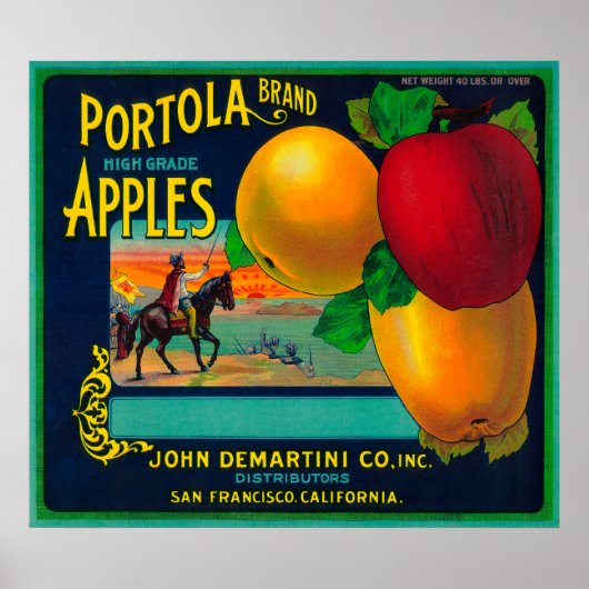 Portola Apple Crateラベル ポスター (正面)