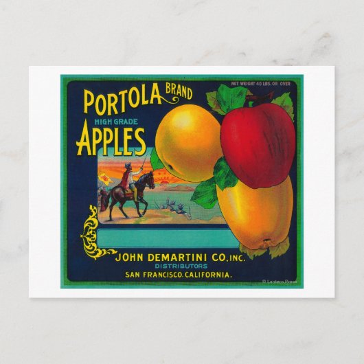 Portola Apple Crateラベル ポストカード (正面)