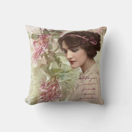 Portrait Actress美しいヴィンテージのビクトリアンな女性 クッション