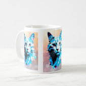 Portrait artistique de chat aux couleurs vives. コーヒーマグカップ (正面左)