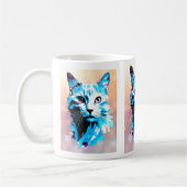 Portrait artistique de chat aux couleurs vives. コーヒーマグカップ (左)