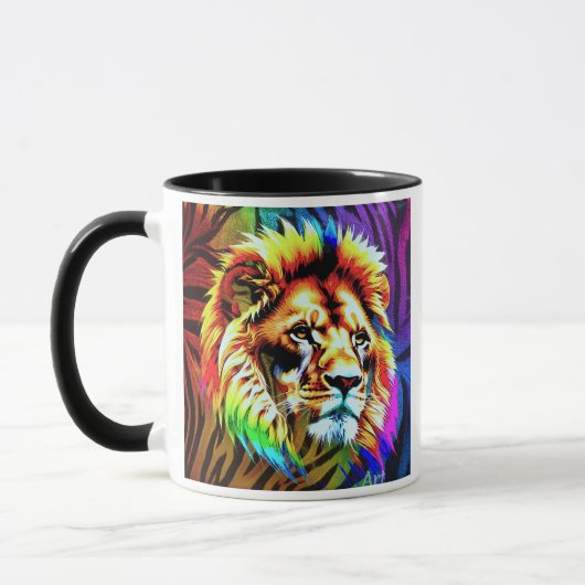 Portrait coloré d'un lion. マグカップ (左)