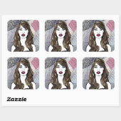 portrait d’une fille aux longs cheveux bruns スクエアシール (シート)