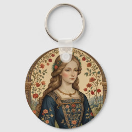 Portrait Dame au jardin moyen-âge renaissance キーホルダー