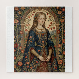 Portrait Dame au jardin moyen-âge renaissance ジグソーパズル
