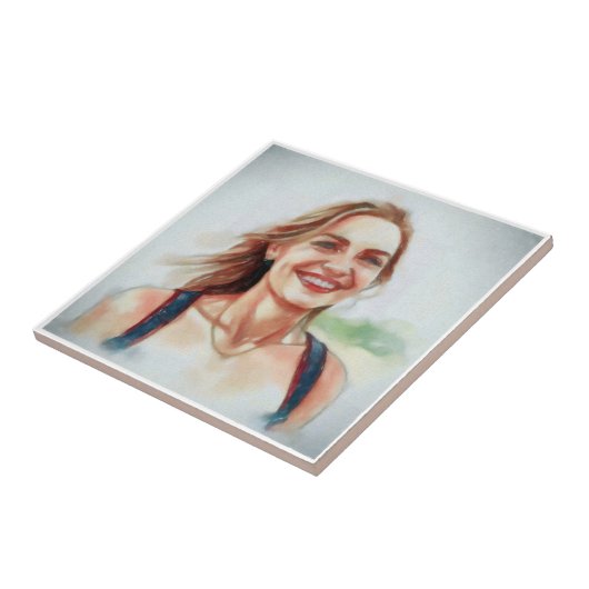 Portrait de femme style aquarelle タイル (側面)