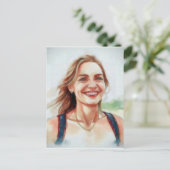 Portrait de femme style aquarelle ポストカード (スタンド正面)