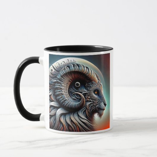 Portrait de profil d'un bélier stylisé. マグカップ (左)