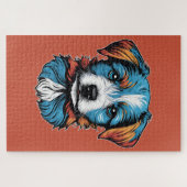 Portrait d'un petit chien bleu ジグソーパズル (横)