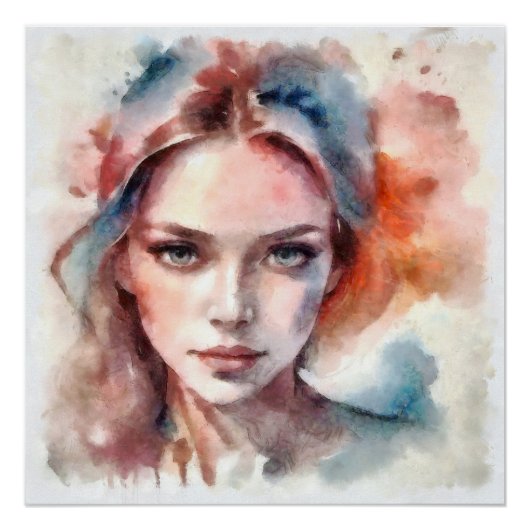 Portrait d'une femme aquarelle ポスター (正面)
