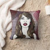 Portrait d'une fille aux longs cheveux bruns クッション (ブランケット)