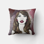 Portrait d'une fille aux longs cheveux bruns クッション (裏面)