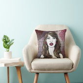 Portrait d'une fille aux longs cheveux bruns クッション (椅子)