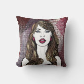 Portrait d'une fille aux longs cheveux bruns クッション (正面)