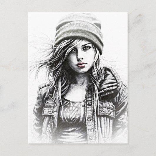Portrait d'une jeune fille grunge ポストカード (正面)